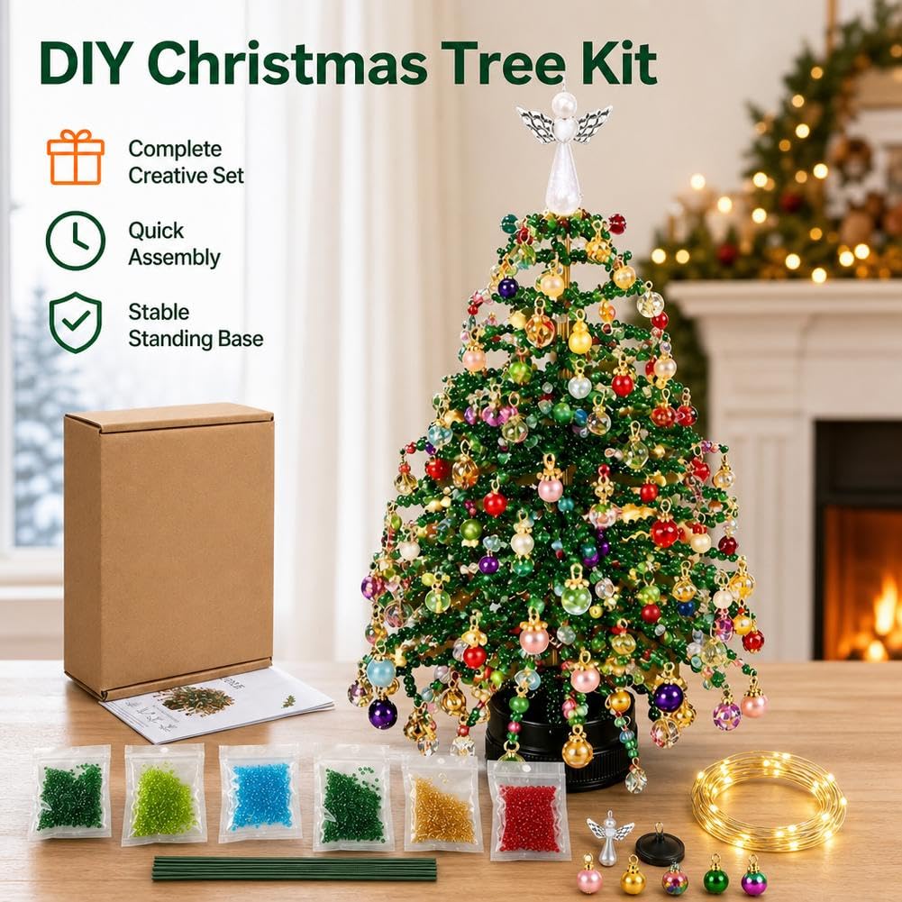 Amazon | DIYビーズクリスマスツリーキット、ミニクリスタルビーズ